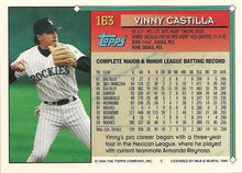 تحميل الصورة إلى عارض المعرض، 1994 Topps Vinny Castilla # 163 Colorado Rockies
