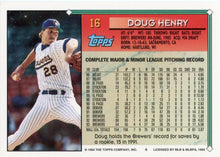 تحميل الصورة إلى عارض المعرض، 1994 Topps Doug Henry # 16 Milwaukee Brewers
