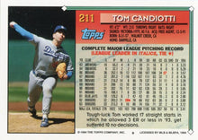 将图片加载到图库查看器，1994 Topps Tom Candiotti # 211 Los Angeles Dodgers
