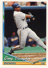 将图片加载到图库查看器，1994 Topps Greg Vaughn # 225 Milwaukee Brewers
