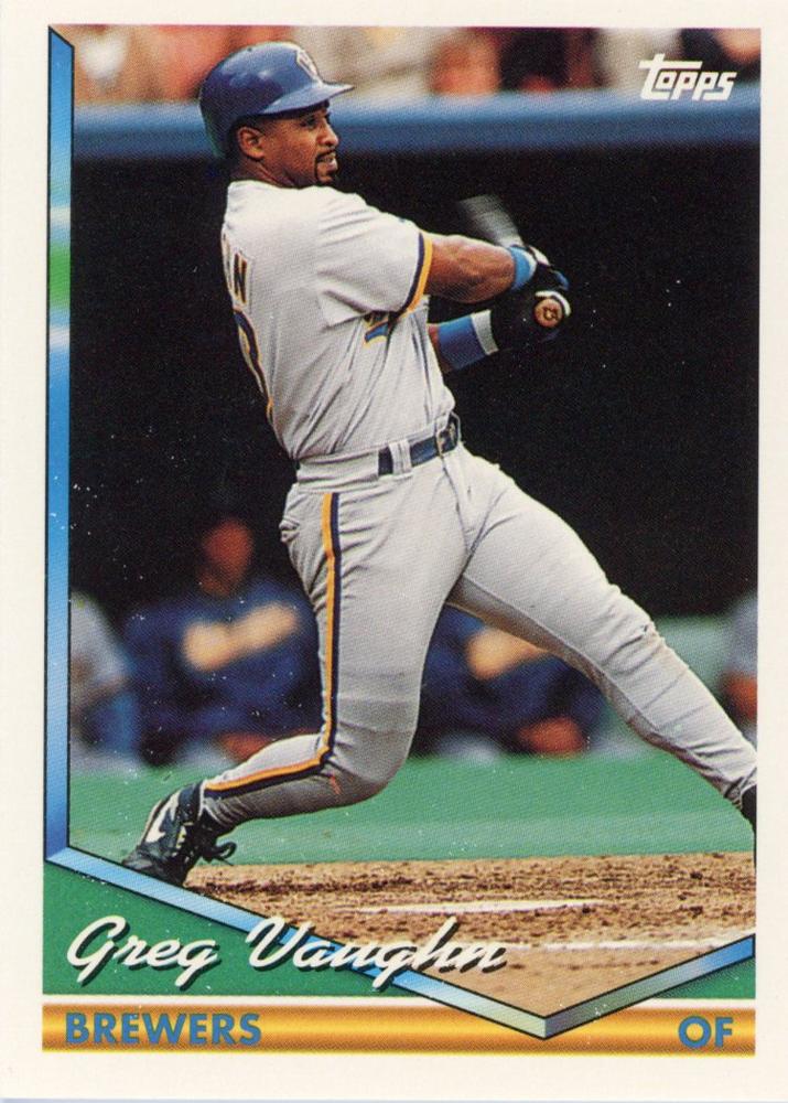 1994 Topps Greg Vaughn # 225 Milwaukee Brewers