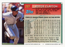 将图片加载到图库查看器，1994 Topps Royce Clayton # 267 San Francisco Giants
