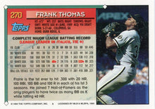 将图片加载到图库查看器，1994 Topps Frank Thomas # 270 Chicago White Sox
