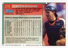 将图片加载到图库查看器，1994 Topps Kevin Higgins # 279 San Diego Padres
