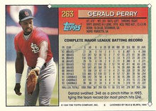 将图片加载到图库查看器，1994 Topps Gerald Perry # 263 St. Louis Cardinals
