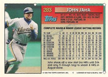 将图片加载到图库查看器，1994 Topps John Jaha # 283 Milwaukee Brewers
