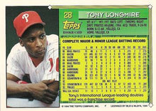 Load image into Gallery viewer, 1994 Topps Tony Longmire FS, RC # 28 Philadelphia Phillies
