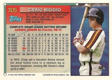 将图片加载到图库查看器，1994 Topps Craig Biggio # 305 Houston Astros
