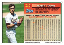 Load image into Gallery viewer, 1994 Topps Robin Yount UER # 310 Milwaukee Brewers
