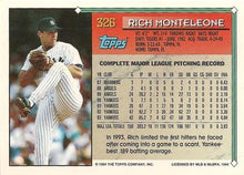 将图片加载到图库查看器，1994 Topps Rich Monteleone # 326 New York Yankees
