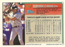 将图片加载到图库查看器，1994 Topps Mark Carreon # 327 San Francisco Giants
