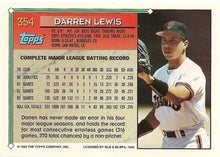 Load image into Gallery viewer, 1994 Topps Darren Lewis # 354 San Francisco Giants
