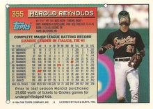 Load image into Gallery viewer, 1994 Topps Harold Reynolds # 355 Baltimore Orioles
