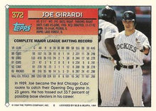 Load image into Gallery viewer, 1994 Topps Joe Girardi # 372 Colorado Rockies
