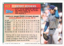 Load image into Gallery viewer, 1994 Topps Kenny Rogers # 413 Texas Rangers
