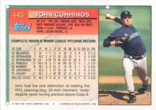 将图片加载到图库查看器，1994 Topps John Cummings # 443 Seattle Mariners
