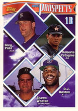 Load image into Gallery viewer, 1994 Topps 1B Prospects (Greg Pirkl / Roberto Petagine / D.J. Boston / Shawn Wooten) PROS, RC # 448 Seattle Mariners / Houston Astros / Toronto Blue Jays / Detroit Tigers
