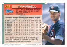 Load image into Gallery viewer, 1994 Topps Tim Worrell RC # 458 San Diego Padres

