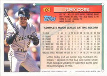Load image into Gallery viewer, 1994 Topps Joey Cora # 478 Chicago White Sox
