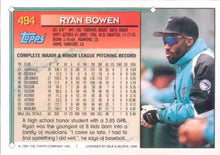 Load image into Gallery viewer, 1994 Topps Ryan Bowen # 494 Florida Marlins

