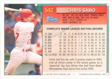 Load image into Gallery viewer, 1994 Topps Chris Sabo # 542 Cincinnati Reds
