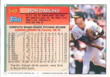 Load image into Gallery viewer, 1994 Topps Ron Darling # 549 Oakland Athletics
