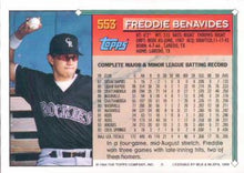 Load image into Gallery viewer, 1994 Topps Freddie Benavides # 553 Colorado Rockies
