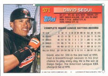 将图片加载到图库查看器，1994 Topps David Segui # 571 Baltimore Orioles
