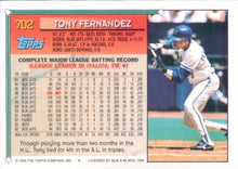 Load image into Gallery viewer, 1994 Topps Tony Fernandez # 702 Toronto Blue Jays
