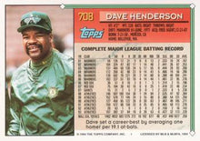 Load image into Gallery viewer, 1994 Topps Dave Henderson # 708 Oakland Athletics
