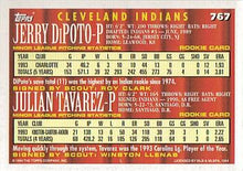 Load image into Gallery viewer, 1994 Topps Jerry DiPoto / Julian Tavarez CA, RC # 767 Cleveland Indians
