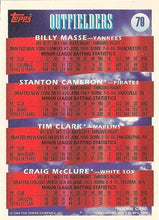 تحميل الصورة إلى عارض المعرض، 1994 Topps OF Prospects (Billy Masse / Stanton Cameron / Tim Clark / Craig McClure) PROS، RC # 79 New York Yankees / Pittsburgh Pirates / Florida Marlins / Chicago White Sox
