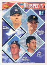 تحميل الصورة إلى عارض المعرض، 1994 Topps OF Prospects (Billy Masse / Stanton Cameron / Tim Clark / Craig McClure) PROS، RC # 79 New York Yankees / Pittsburgh Pirates / Florida Marlins / Chicago White Sox
