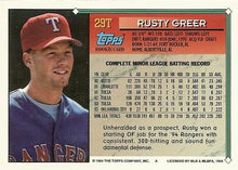 Load image into Gallery viewer, 1994 Topps Traded Rusty Greer RC  29T Texas Rangers
