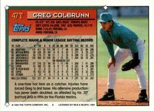 Load image into Gallery viewer, 1994 Topps Traded Greg Colbrunn  47T Florida Marlins
