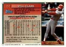 Load image into Gallery viewer, 1994 Topps Traded Will Clark  115T Texas Rangers

