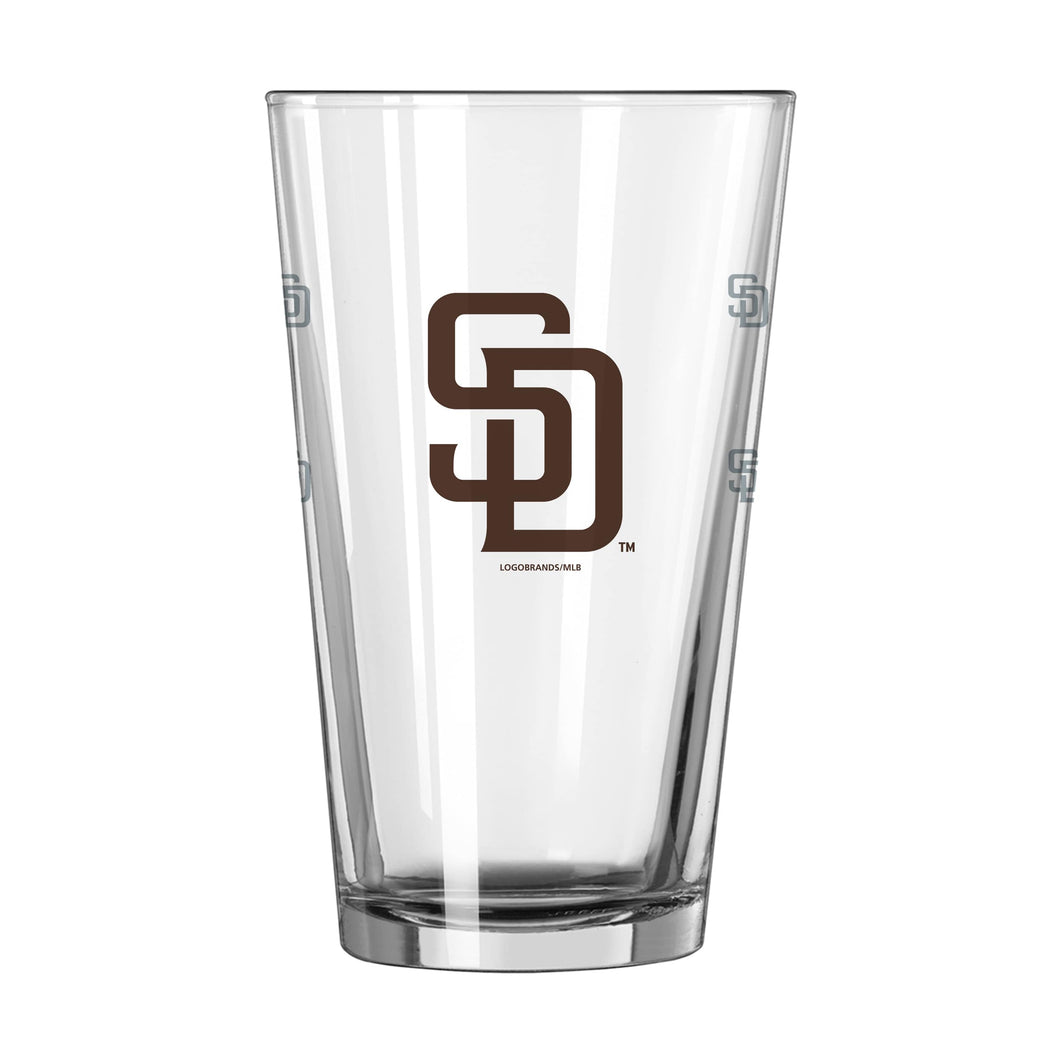 San Diego Padres 16oz Satin Etch Pint Glass
