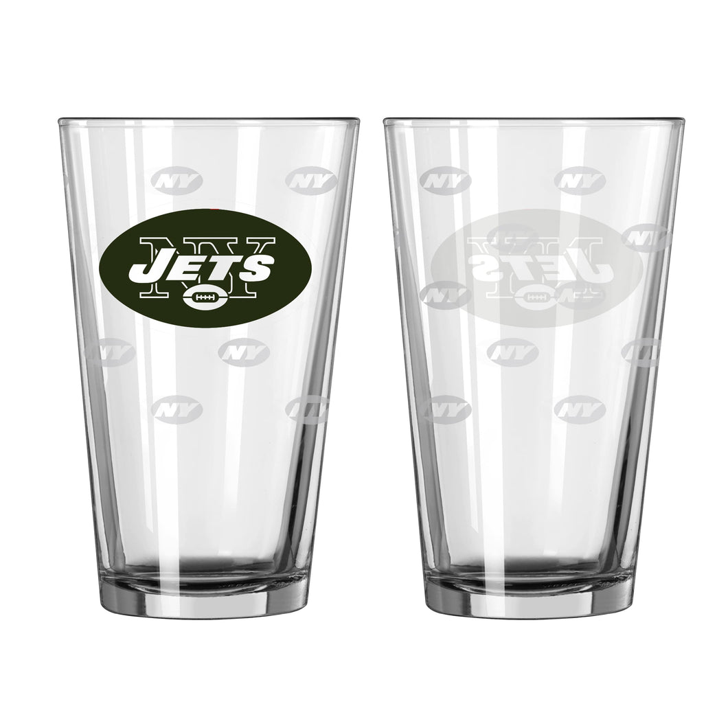 New York Jets 16oz Satin Etch Pint Glass