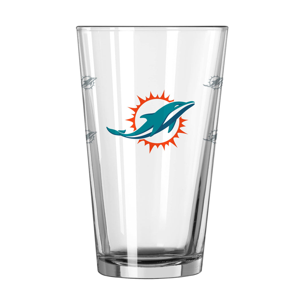 Miami Dolphins 16oz Satin Etch Pint Glass