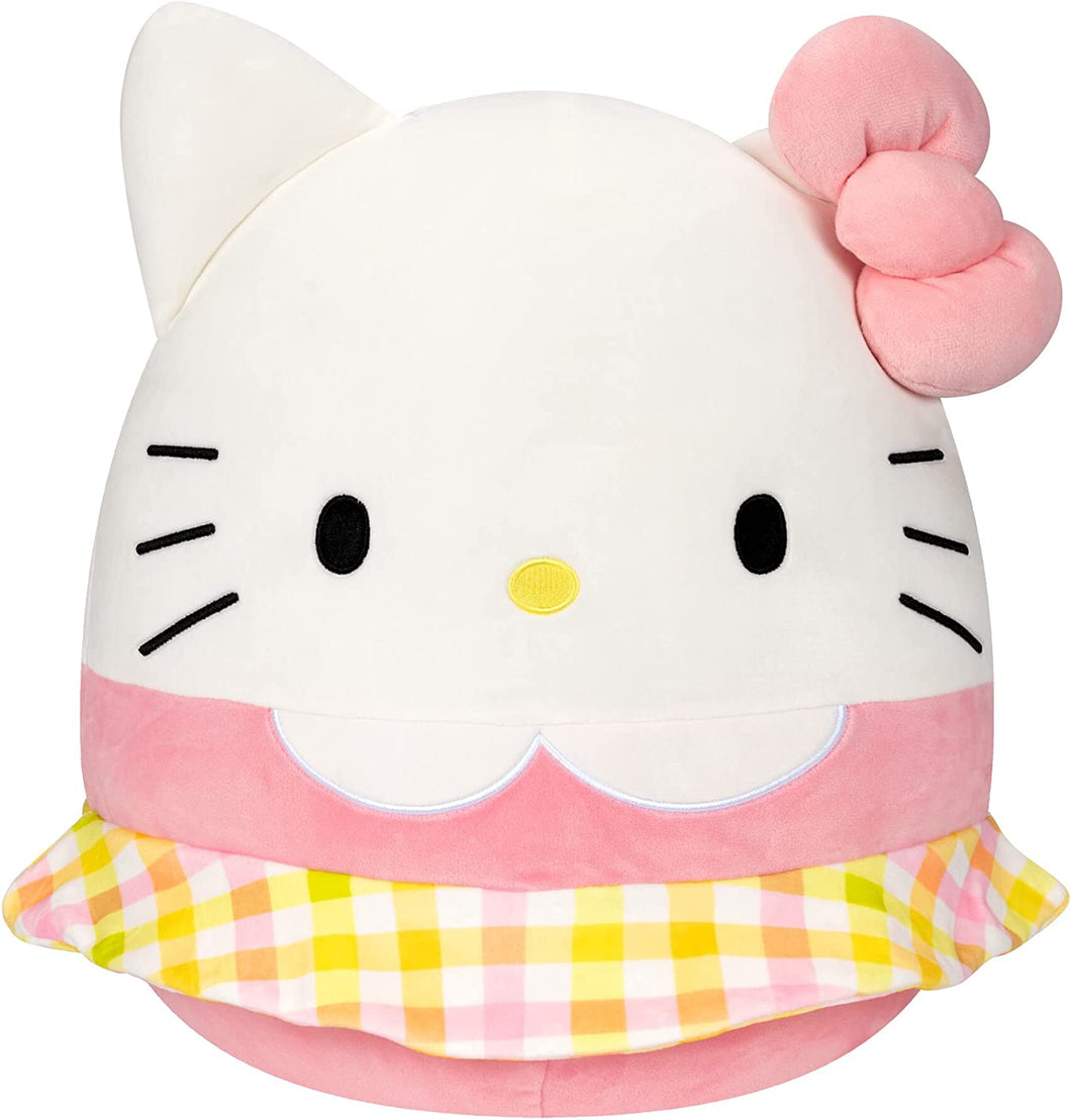 Squishmallows Sanrio 14-Inch Hello Kitty Wearing Gingham Skirt Stuffed Plush