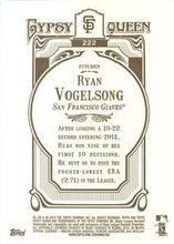 Load image into Gallery viewer, 2012 Topps Gypsy Queen Ryan Vogelsong  # 222 San Francisco Giants
