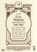 将图片加载到图库查看器，2012 Topps Gypsy Queen Ricky Romero  # 168 Toronto Blue Jays
