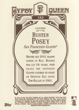 将图片加载到图库查看器，2012 Topps Gypsy Queen Buster Posey  # 182 San Francisco Giants
