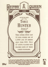 将图片加载到图库查看器，2012 Topps Gypsy Queen Torii Hunter  # 194 Los Angeles Angels
