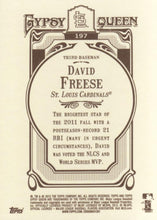 将图片加载到图库查看器，2012 Topps Gypsy Queen David Freese  # 197a St. Louis Cardinals
