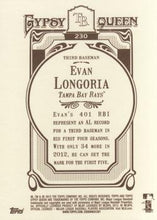 将图片加载到图库查看器，2012 Topps Gypsy Queen Evan Longoria  # 230a Tampa Bay Rays
