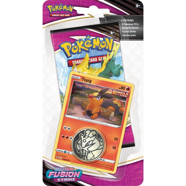 Pokémon Sword & Shield Fusion Strike Tepig Checklane BLISTER Pack (Booster Pack, Promo Card & Coin)
