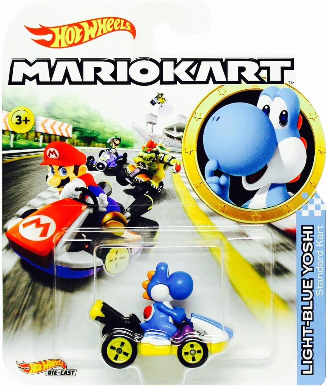 Hot Wheels Mario Kart Light-Blue Yoshi Standard Kart