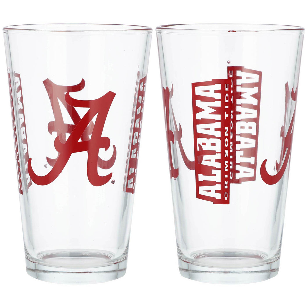 Alabama Crimson Tide 16 Oz. Gameday Pint Glasses Set