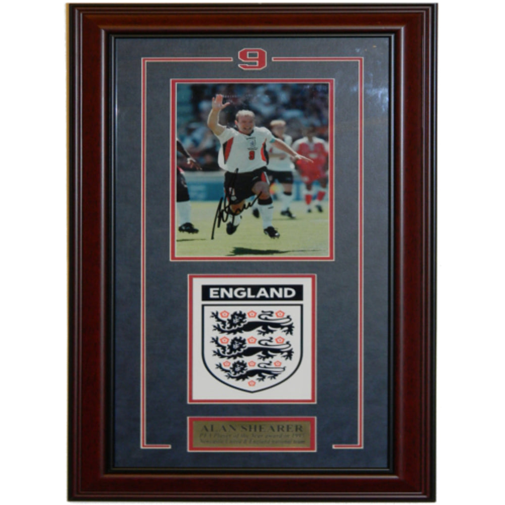 Alan Shearer Signed Autographed 8x12 Team England Framed Photo